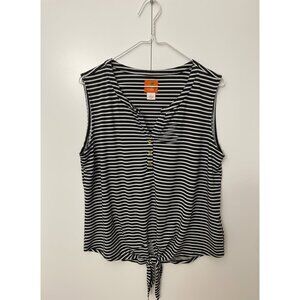 Heart of Palm Striped Tie-Front Tank Top
